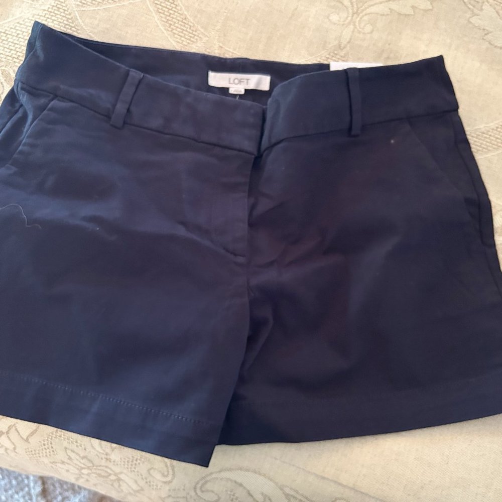 LOFT Riviera cotton shorts; navy